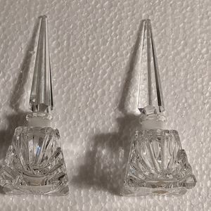 Vintage Art Deco Crystal Glass Long Stem  Perfume Bottles